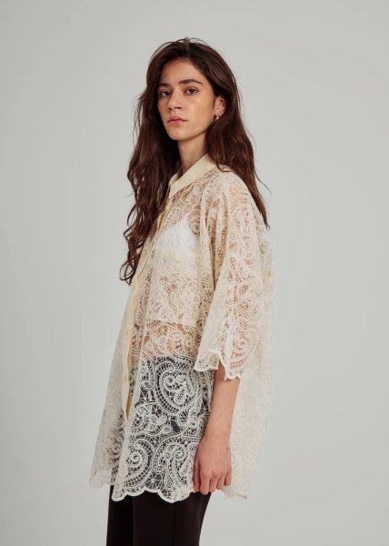 画像2: NORR - Rome Oversize Shirt  オーバーサイズレースシャツ - Ivory (2)