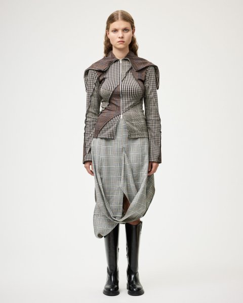 画像2: ［RAVE REVIEW］DEA ZIP HOODIE - BROWN CHECK (2)