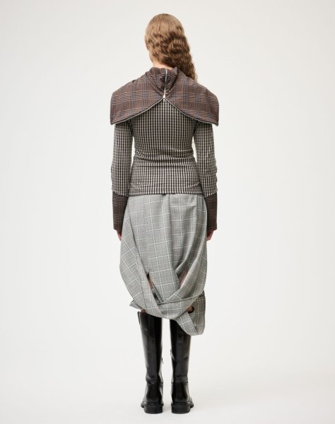 画像4: ［RAVE REVIEW］DEA ZIP HOODIE - BROWN CHECK (4)