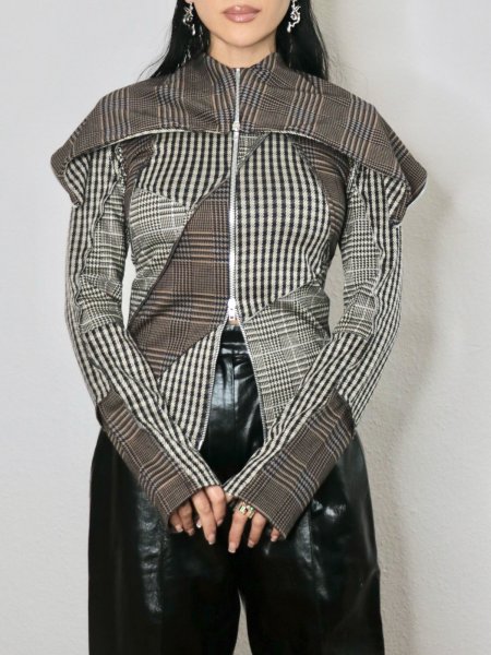 画像10: ［RAVE REVIEW］DEA ZIP HOODIE - BROWN CHECK (10)