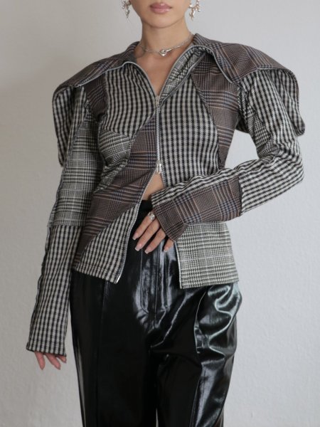 画像8: ［RAVE REVIEW］DEA ZIP HOODIE - BROWN CHECK (8)