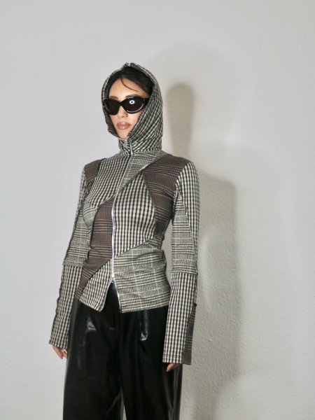 画像14: ［RAVE REVIEW］DEA ZIP HOODIE - BROWN CHECK (14)