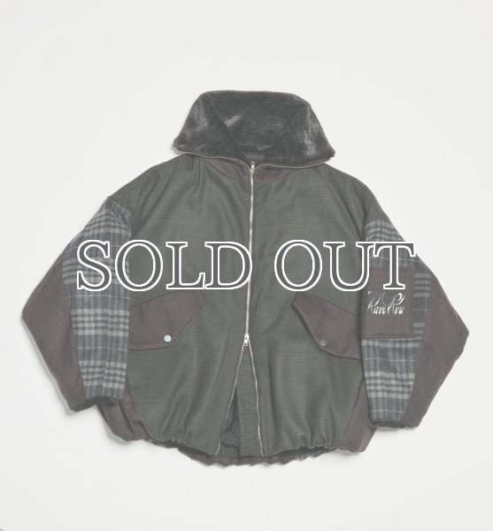 画像9: ［RAVE REVIEW］BILLIE BOMBER JACKET - DARK GREEN x GREY CHECK (9)
