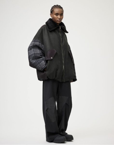 画像19: ［RAVE REVIEW］BILLIE BOMBER JACKET - DARK GREEN x GREY CHECK (19)