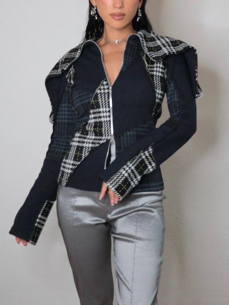 画像16: ［RAVE REVIEW］DEA ZIP HOODIE - NAVY/TARTAN (16)