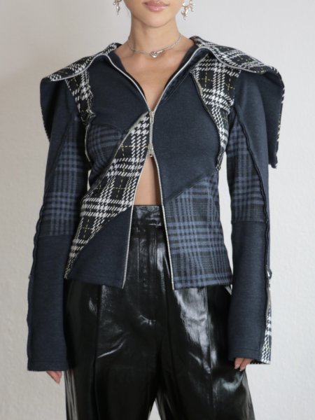 画像6: ［RAVE REVIEW］DEA ZIP HOODIE - NAVY/TARTAN (6)