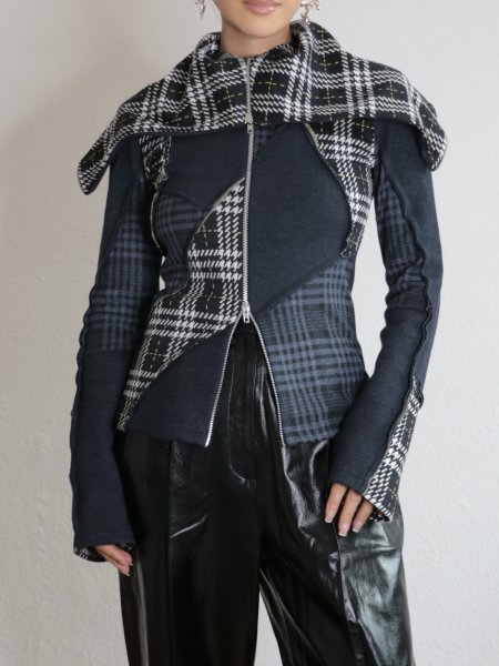 画像9: ［RAVE REVIEW］DEA ZIP HOODIE - NAVY/TARTAN (9)