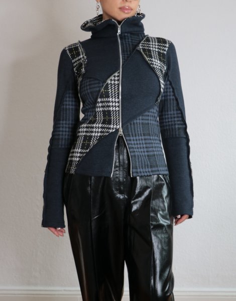 画像8: ［RAVE REVIEW］DEA ZIP HOODIE - NAVY/TARTAN (8)