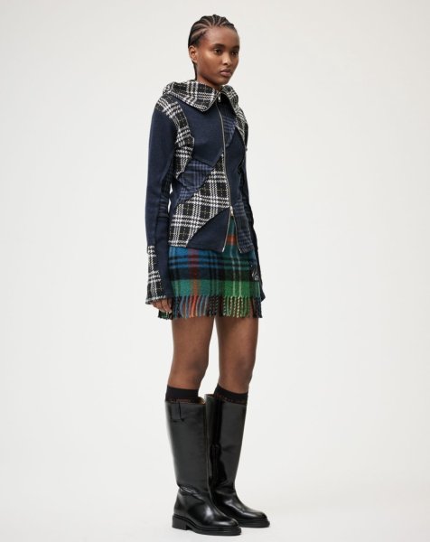 画像3: ［RAVE REVIEW］DEA ZIP HOODIE - NAVY/TARTAN (3)