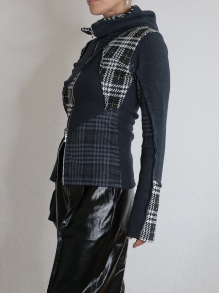 画像13: ［RAVE REVIEW］DEA ZIP HOODIE - NAVY/TARTAN (13)