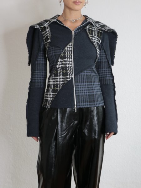 画像7: ［RAVE REVIEW］DEA ZIP HOODIE - NAVY/TARTAN (7)