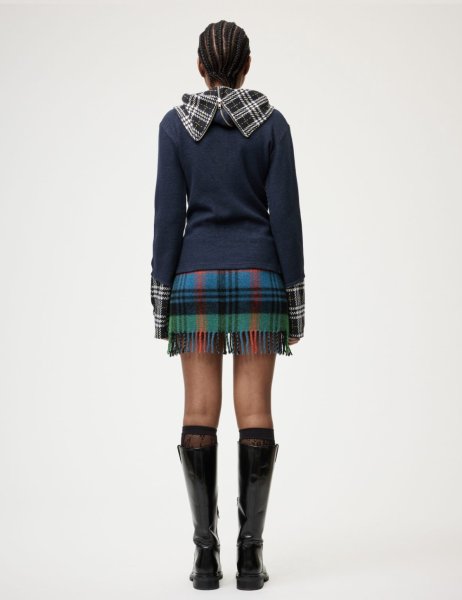画像4: ［RAVE REVIEW］DEA ZIP HOODIE - NAVY/TARTAN (4)