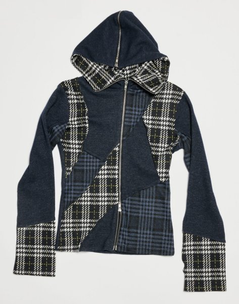 画像5: ［RAVE REVIEW］DEA ZIP HOODIE - NAVY/TARTAN (5)