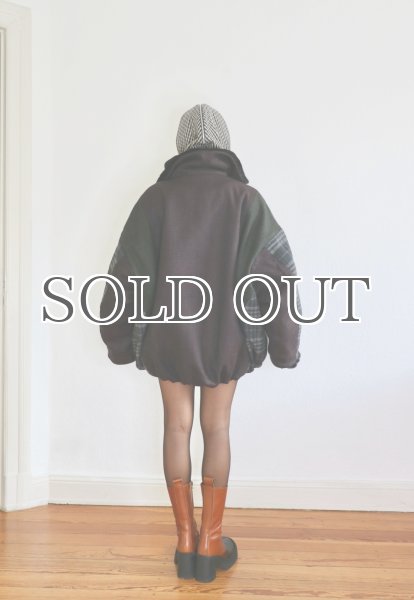 画像7: ［RAVE REVIEW］BILLIE BOMBER JACKET - DARK GREEN x GREY CHECK (7)