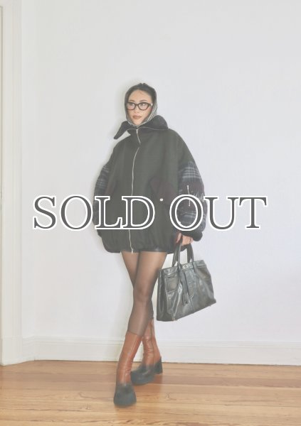 画像8: ［RAVE REVIEW］BILLIE BOMBER JACKET - DARK GREEN x GREY CHECK (8)