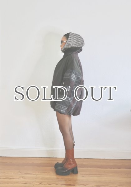 画像5: ［RAVE REVIEW］BILLIE BOMBER JACKET - DARK GREEN x GREY CHECK (5)