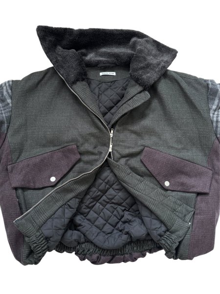 画像12: ［RAVE REVIEW］BILLIE BOMBER JACKET - DARK GREEN x GREY CHECK (12)