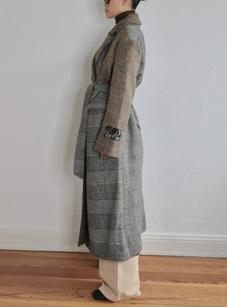 画像10: ［RAVE REVIEW］VICKY DOUBLE BREASTED COAT - BROWN x GREY CHECK (10)