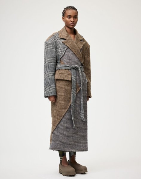 画像2: ［RAVE REVIEW］VICKY DOUBLE BREASTED COAT - BROWN x GREY CHECK (2)