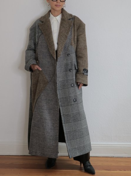 画像8: ［RAVE REVIEW］VICKY DOUBLE BREASTED COAT - BROWN x GREY CHECK (8)