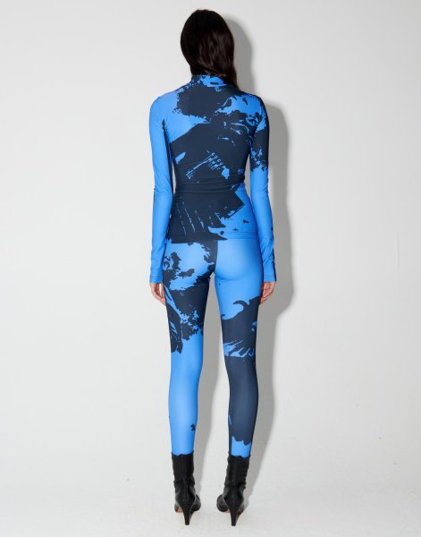 画像5: 50%OFF【RED SEPTEMBER】FORM-FITTING LONG SLEEVE TOP／ハイネックプリントロングスリーブトップ［BLUE x BLACK］ (5)