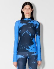 画像2: 【RED SEPTEMBER】FORM-FITTING LONG SLEEVE TOP／ハイネックプリントロングスリーブトップ［BLUE x BLACK］ (2)