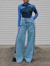 画像11: 【RED SEPTEMBER】FORM-FITTING LONG SLEEVE TOP／ハイネックプリントロングスリーブトップ［BLUE x BLACK］ (11)