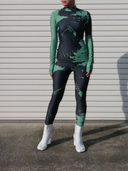 画像10: 50%OFF【RED SEPTEMBER】FORM-FITTING LONG SLEEVE TOP／ハイネックプリントロングスリーブトップ［GREEN x BLACK］ (10)