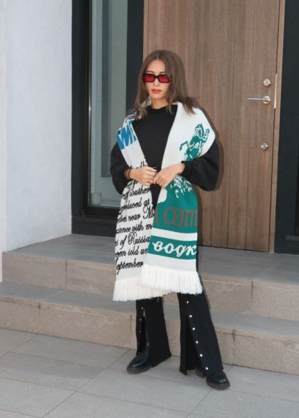 画像8: 50%OFF【RED SEPTEMBER】JACGUARD SCARF WITH FRINGED END／フリンジエンドニットスカーフ［MULTI］ (8)