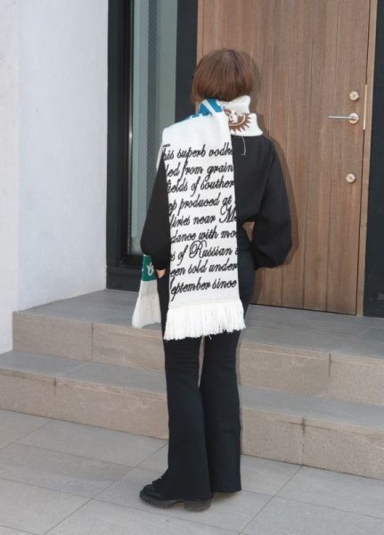 画像11: 50%OFF【RED SEPTEMBER】JACGUARD SCARF WITH FRINGED END／フリンジエンドニットスカーフ［MULTI］ (11)