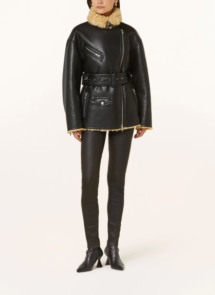 画像9: STAND STUDIO - Wilma Jacket フェイクレザージャケット- Black/Light Caramel (9)