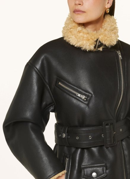 画像7: STAND STUDIO - Wilma Jacket フェイクレザージャケット- Black/Light Caramel (7)