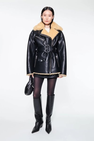 画像3: STAND STUDIO - Wilma Jacket フェイクレザージャケット- Black/Light Caramel (3)