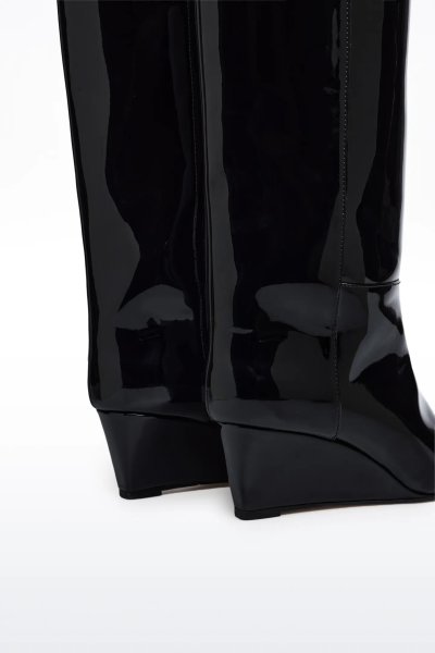 画像3: ［STAND STUDIO］Senna High Boot  グロッシーパテントウェッジブーツ (ヒール6cm) (3)