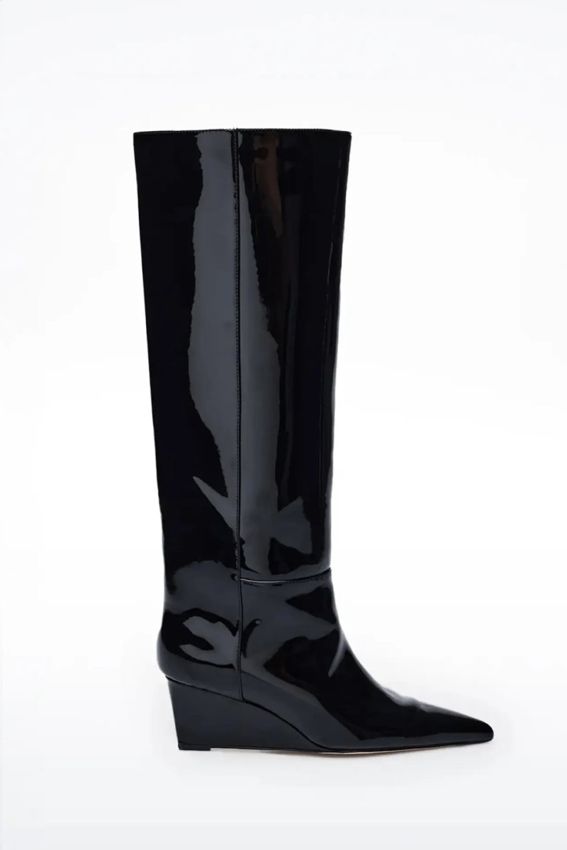 画像1: ［STAND STUDIO］Senna High Boot  グロッシーパテントウェッジブーツ (ヒール6cm) (1)