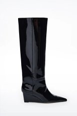 画像1: ［STAND STUDIO］Senna High Boot  グロッシーパテントウェッジブーツ (ヒール6cm) (1)