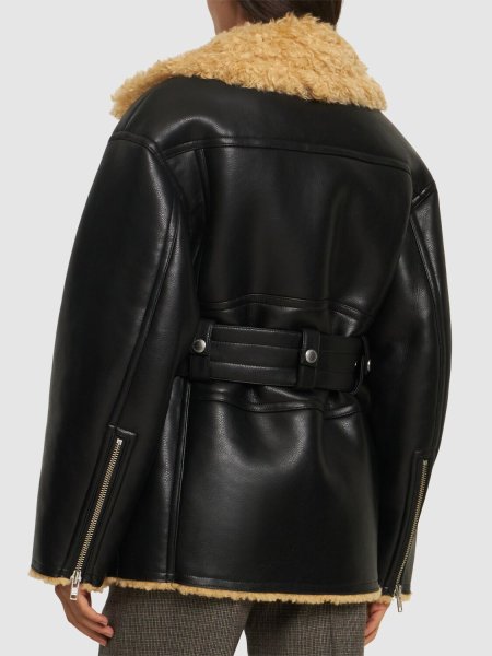 画像6: STAND STUDIO - Wilma Jacket フェイクレザージャケット- Black/Light Caramel (6)