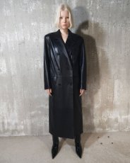 画像2: ［STAND STUDIO］Selene Leather Coat ラムレザーロングコート - Black (2)