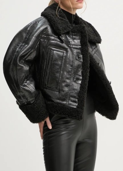 画像13: ［STAND STUDIO］Aby Grossy Faux Shearling Jacket グロッシーシアリングジャケット - Black (13)