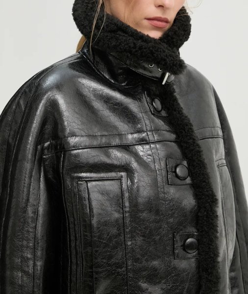 画像14: ［STAND STUDIO］Aby Grossy Faux Shearling Jacket グロッシーシアリングジャケット - Black (14)