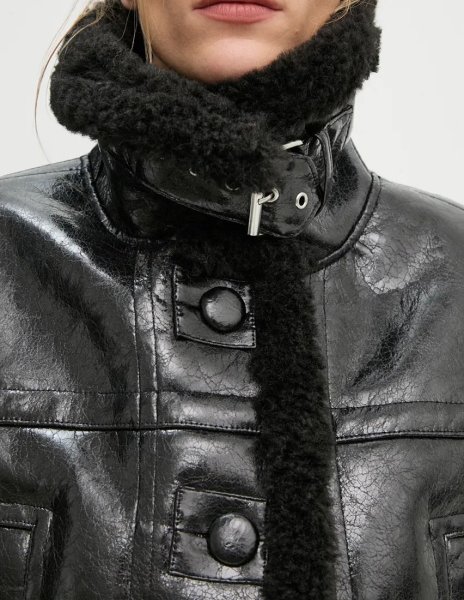 画像15: ［STAND STUDIO］Aby Grossy Faux Shearling Jacket グロッシーシアリングジャケット - Black (15)