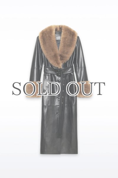 画像2: ［STAND STUDIO］Estella Coat エコレザーコート - Black/Natural  (2)