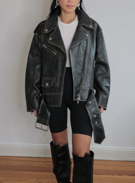 画像10: 【Pre-Order】［STAND STUDIO］Isobelle Biker Leather Jacket バイカーレザージャケット - Worn Black (10)