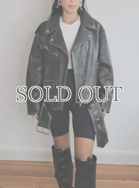 画像10: ［STAND STUDIO］Isobelle Biker Leather Jacket バイカーレザージャケット - Worn Black (10)