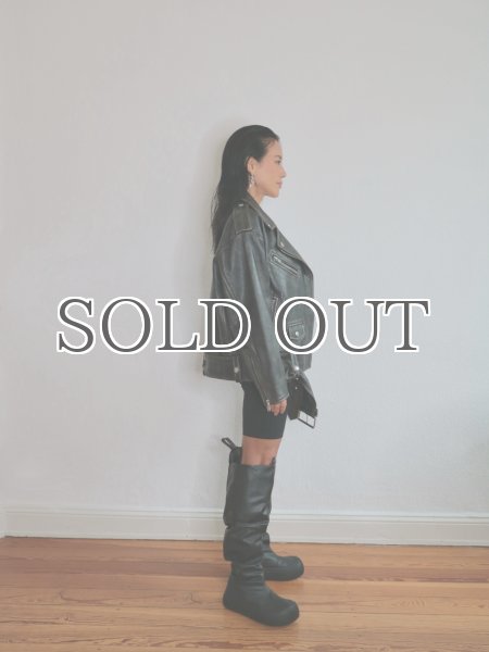 画像8: ［STAND STUDIO］Isobelle Biker Leather Jacket バイカーレザージャケット - Worn Black (8)