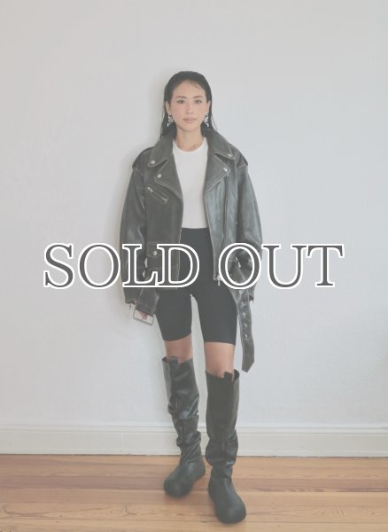 画像9: ［STAND STUDIO］Isobelle Biker Leather Jacket バイカーレザージャケット - Worn Black (9)