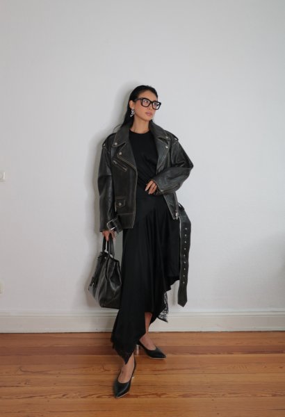 画像6: 【Pre-Order】［STAND STUDIO］Isobelle Biker Leather Jacket バイカーレザージャケット - Worn Black (6)