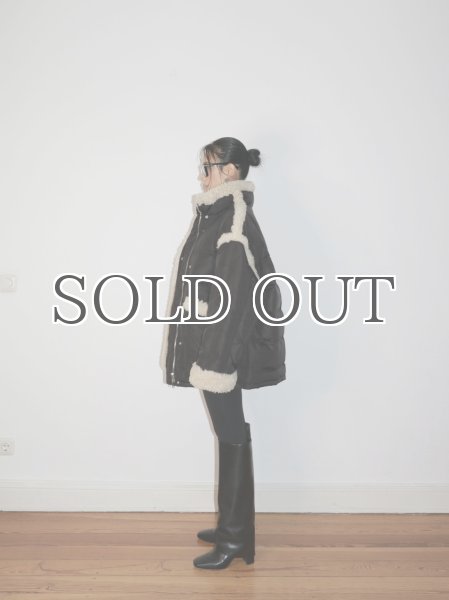 画像17: STAND STUDIO - Dorothy Coat  ボアトリムダウンコート- Black/Natural (17)