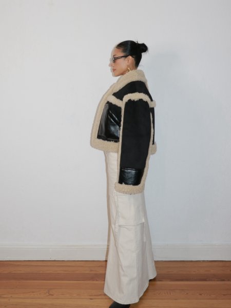 画像10: 【40%OFF】［STAND STUDIO］Edith Jacket  プードルボアトリム クロップジャケット- Black/Natural (10)