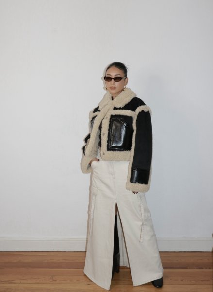 画像9: 【40%OFF】［STAND STUDIO］Edith Jacket  プードルボアトリム クロップジャケット- Black/Natural (9)